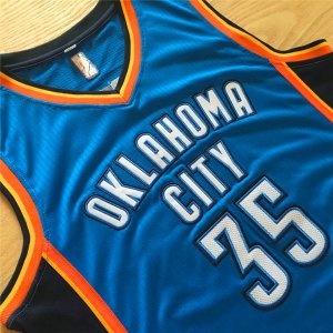 Maillot De Basket Oklahoma City Thunder Kevin Durant 35 Brode AU Fabric Bleu